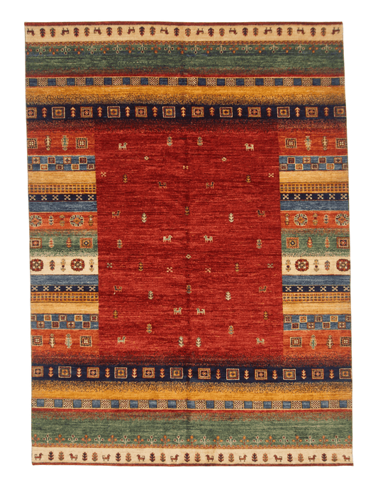 Afghan Gabbeh (5'08"x7'10") red/multicolor-0