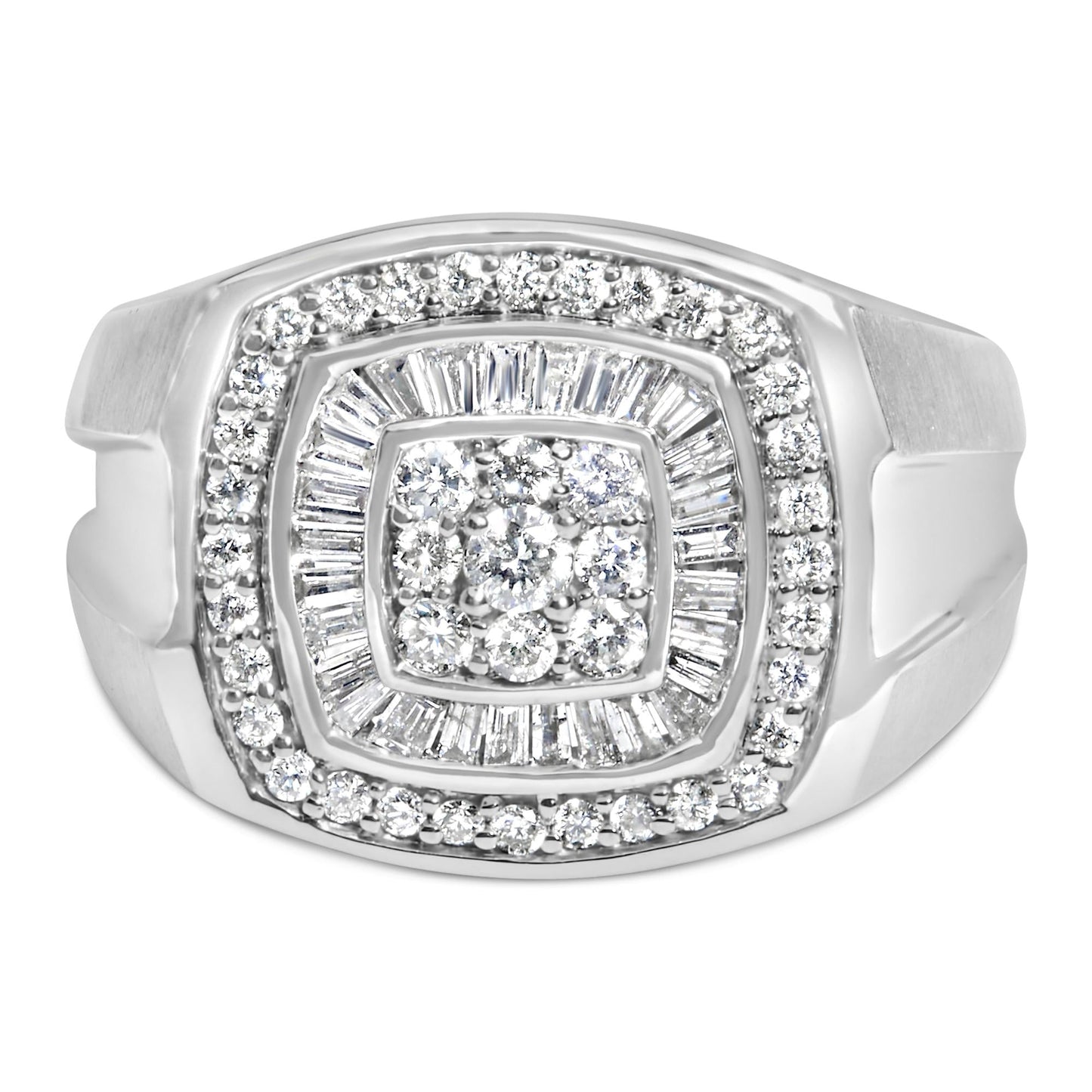 14K White Gold Men's Diamond Band Ring (1 cttw, H-I Color, SI1-I2 Clarity)-0