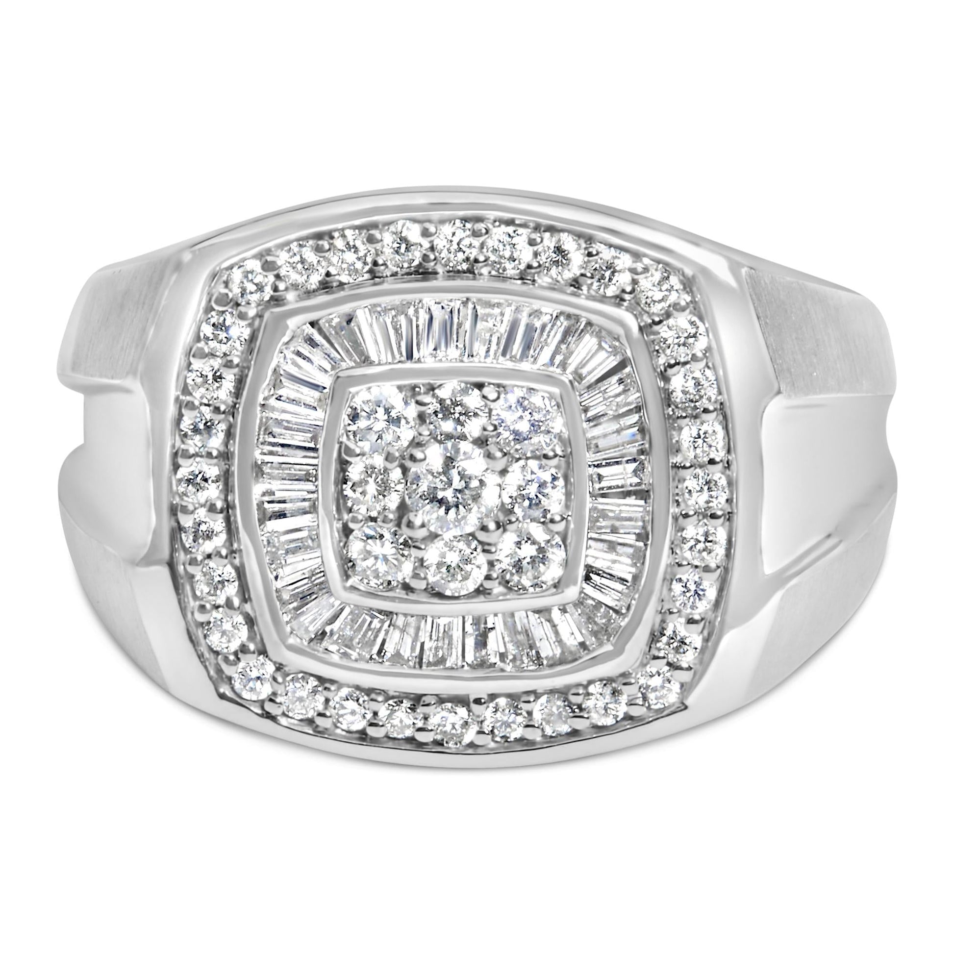 14K White Gold Men's Diamond Band Ring (1 cttw, H-I Color, SI1-I2 Clarity)-0