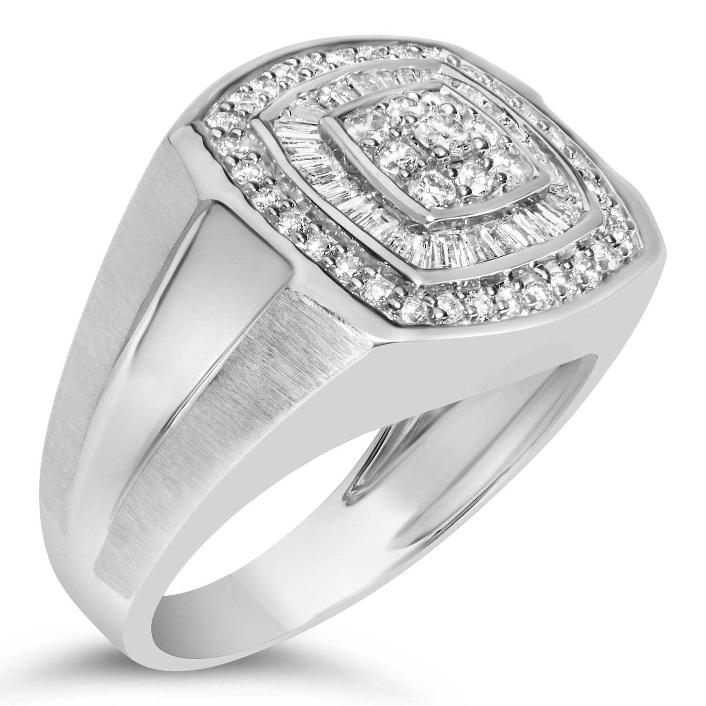 14K White Gold Men's Diamond Band Ring (1 cttw, H-I Color, SI1-I2 Clarity)-3