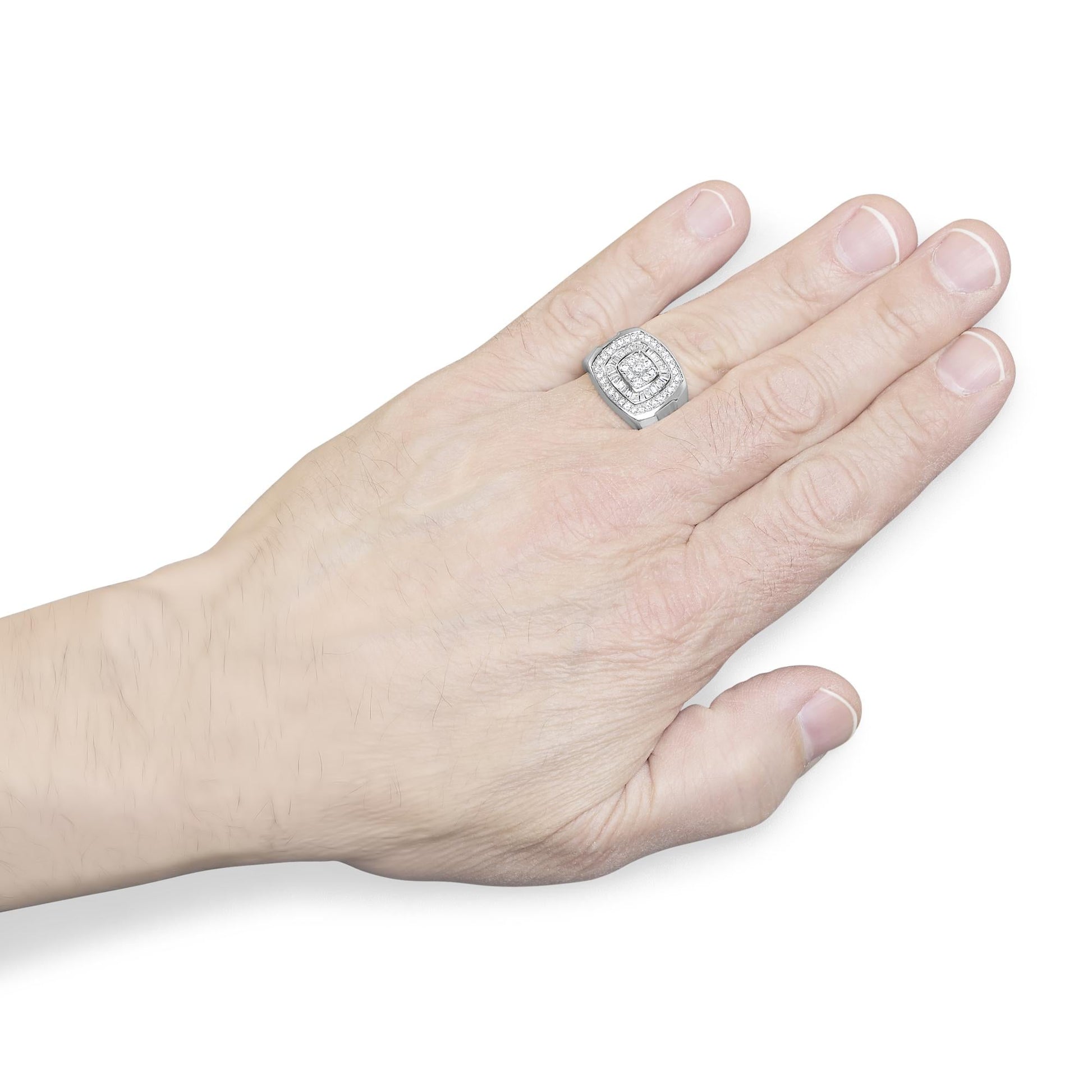 14K White Gold Men's Diamond Band Ring (1 cttw, H-I Color, SI1-I2 Clarity)-2