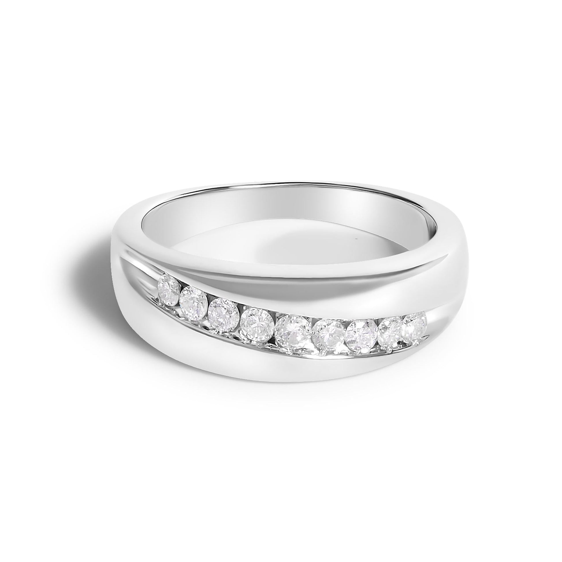 Men's.925 Sterling Silver 1/2 Cttw Diamond 9 Stone Band Ring-0