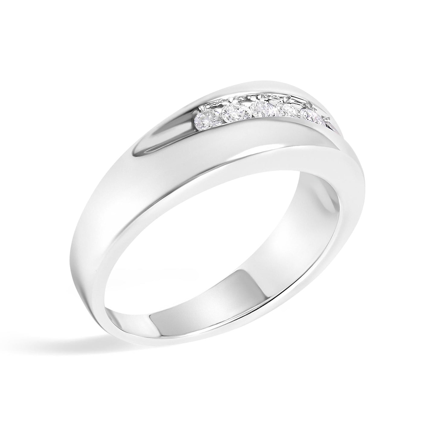 Men's.925 Sterling Silver 1/2 Cttw Diamond 9 Stone Band Ring-3