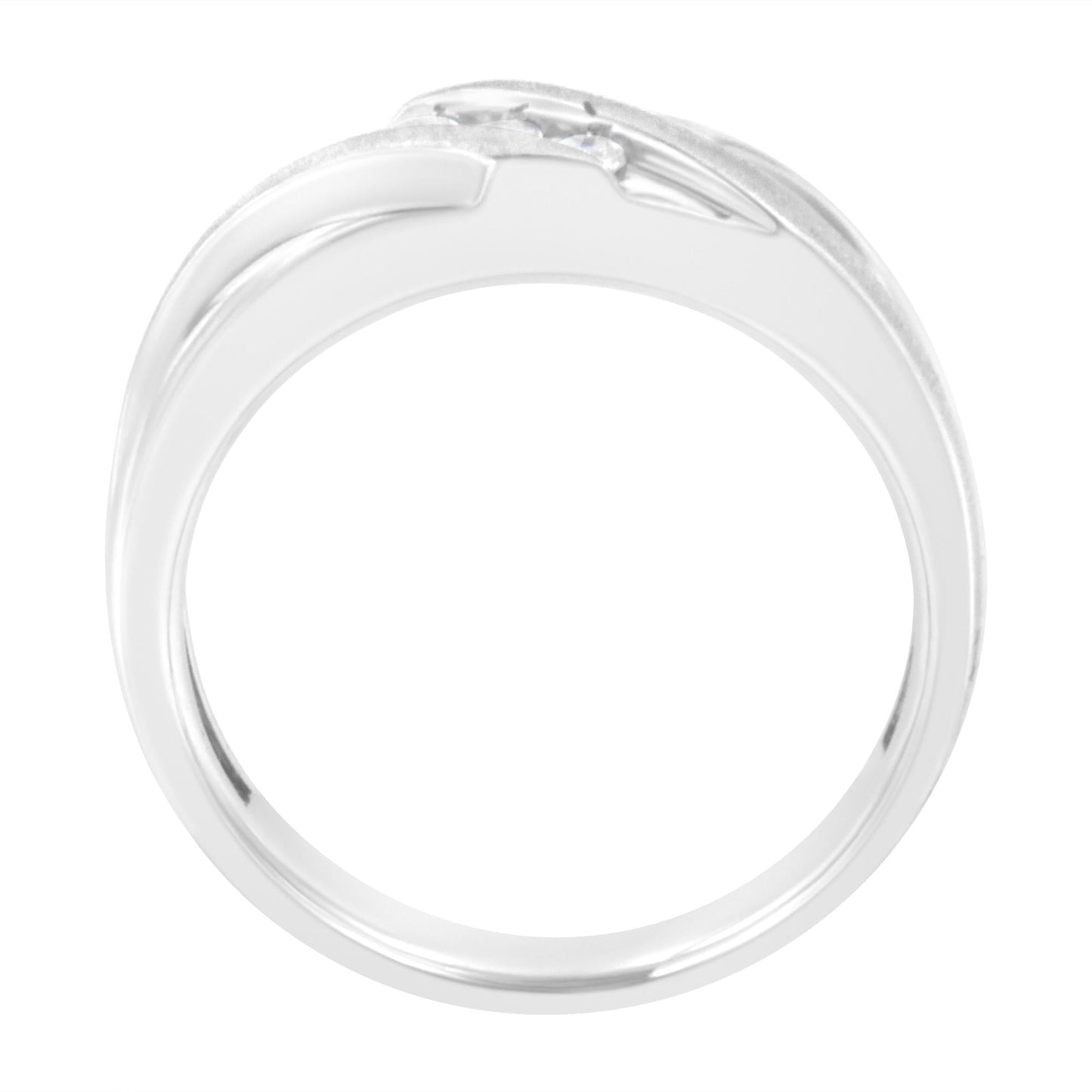 10K White Gold 1/10 Cttw Diamond Men's Three Stone Channel Set Diamond Wedding Ring (I-J Color, I1-I2 Clarity)-4