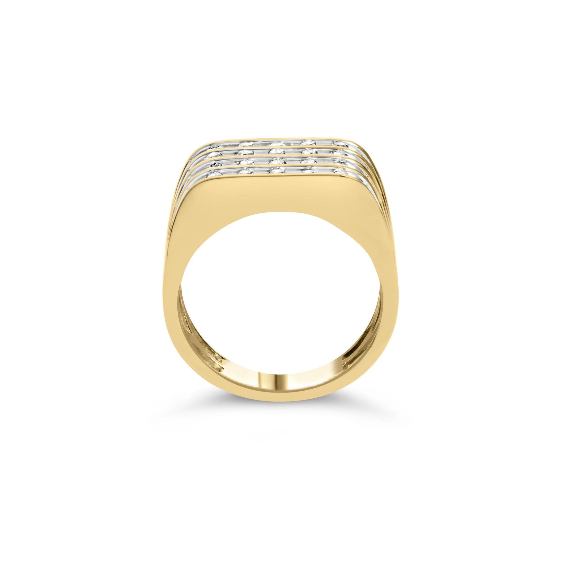 10K Yellow Gold 1.00 Cttw Diamond Multi Row Mens Ring Band-1