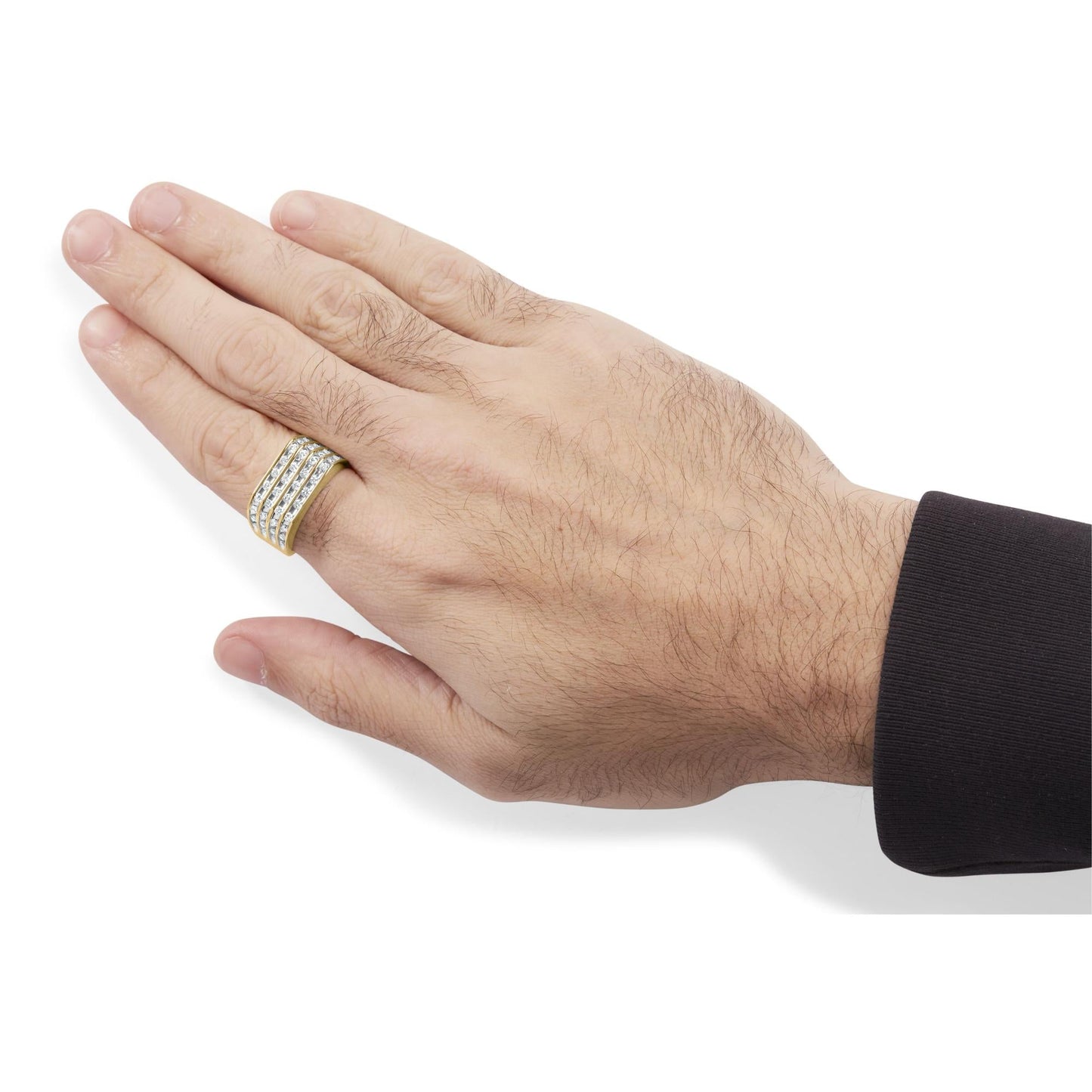 10K Yellow Gold 1.00 Cttw Diamond Multi Row Mens Ring Band-2