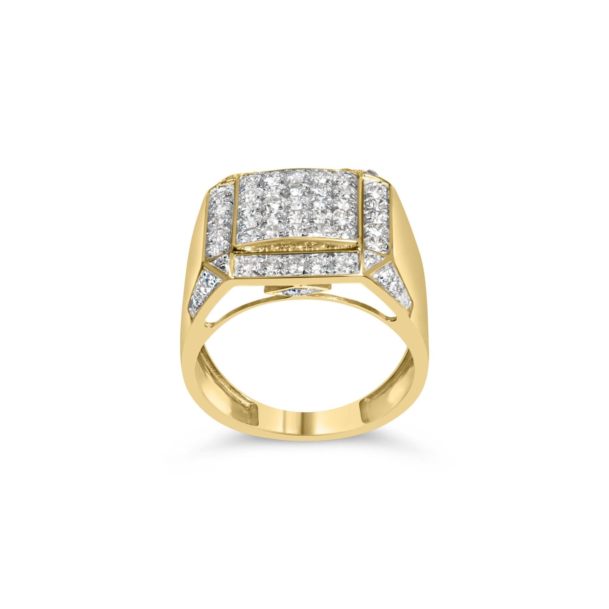 Men's 10K Yellow Gold 2 1/8 Cttw Diamond  Composite Cluster Cocktail Ring Band-4
