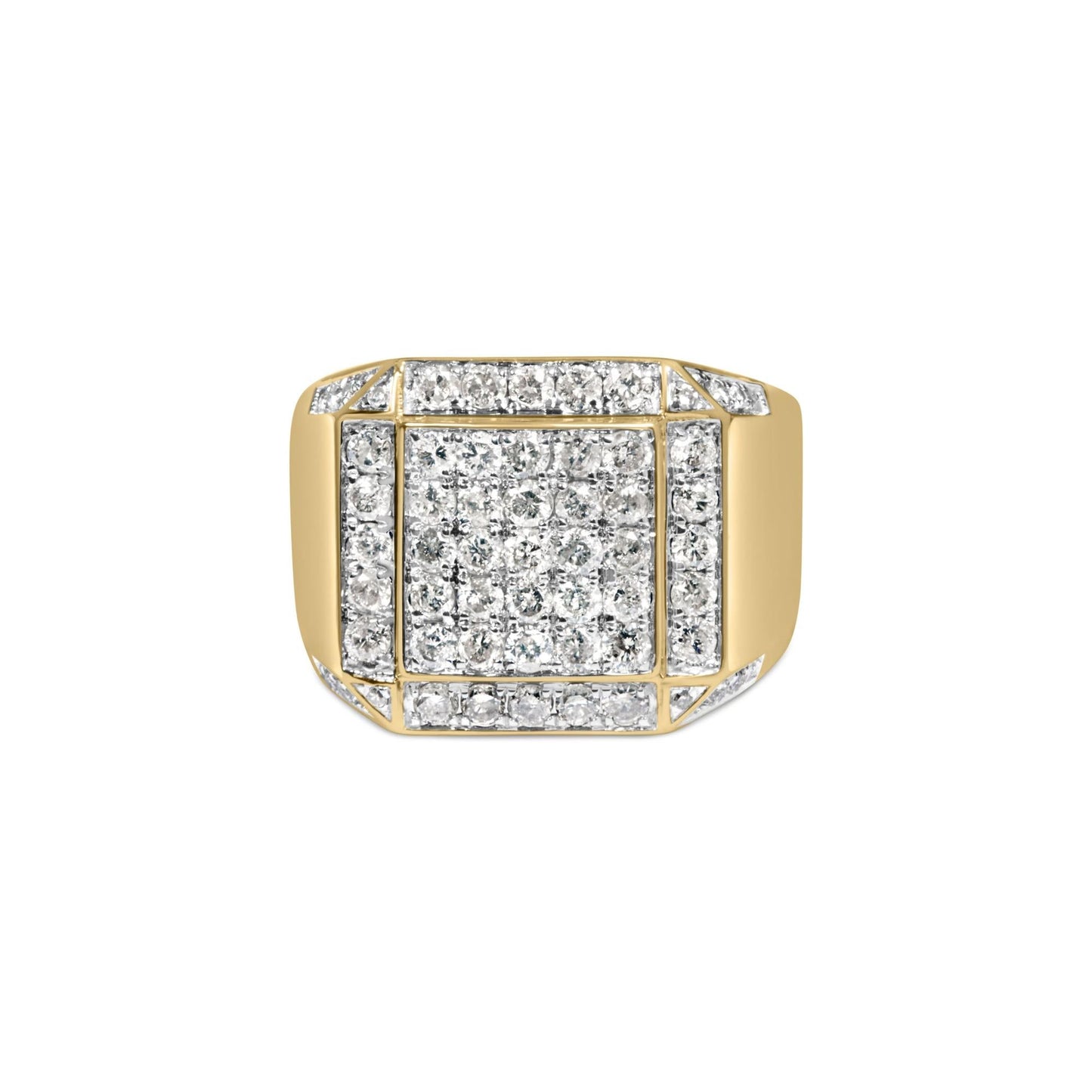 Men's 10K Yellow Gold 2 1/8 Cttw Diamond  Composite Cluster Cocktail Ring Band-0