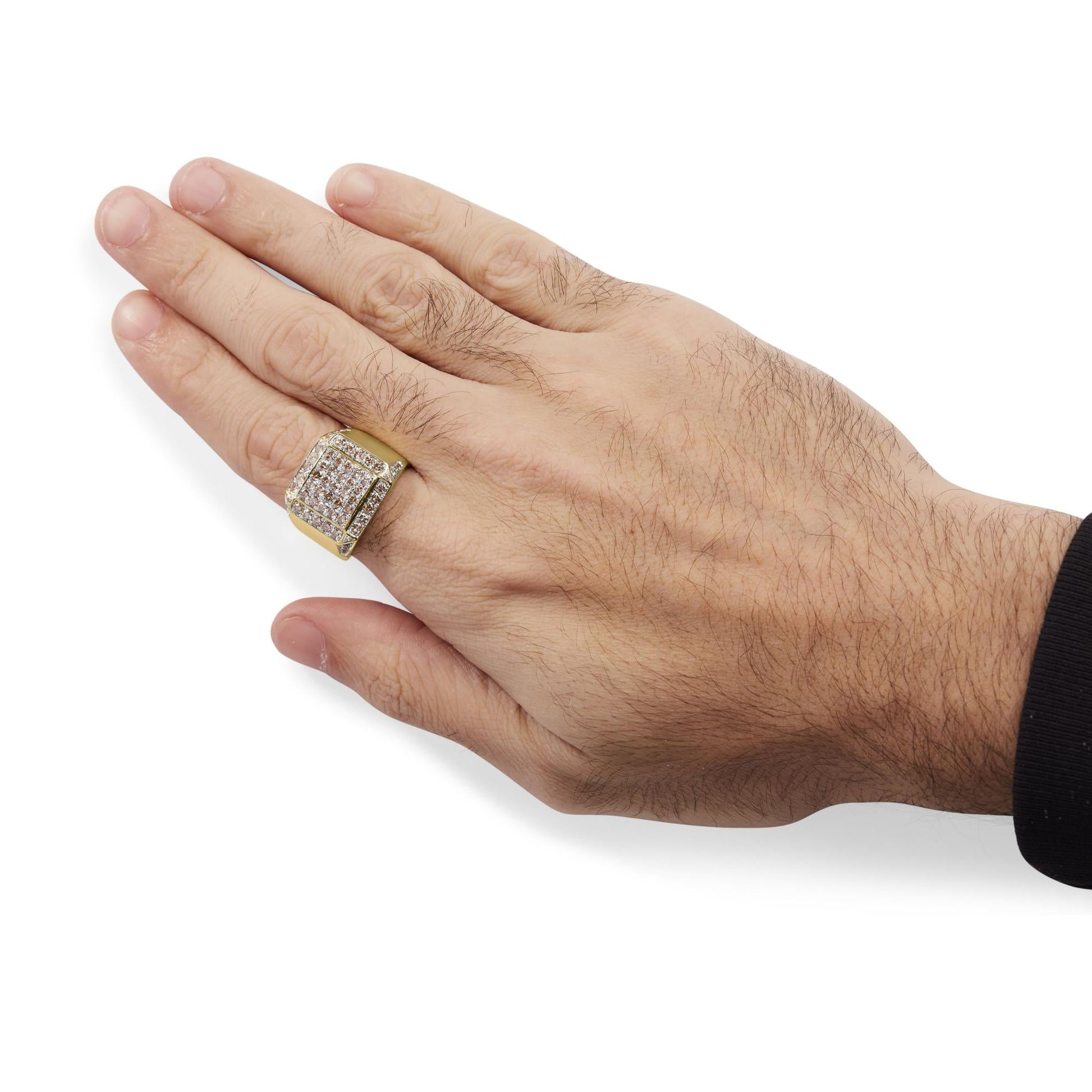 Men's 10K Yellow Gold 2 1/8 Cttw Diamond  Composite Cluster Cocktail Ring Band-2