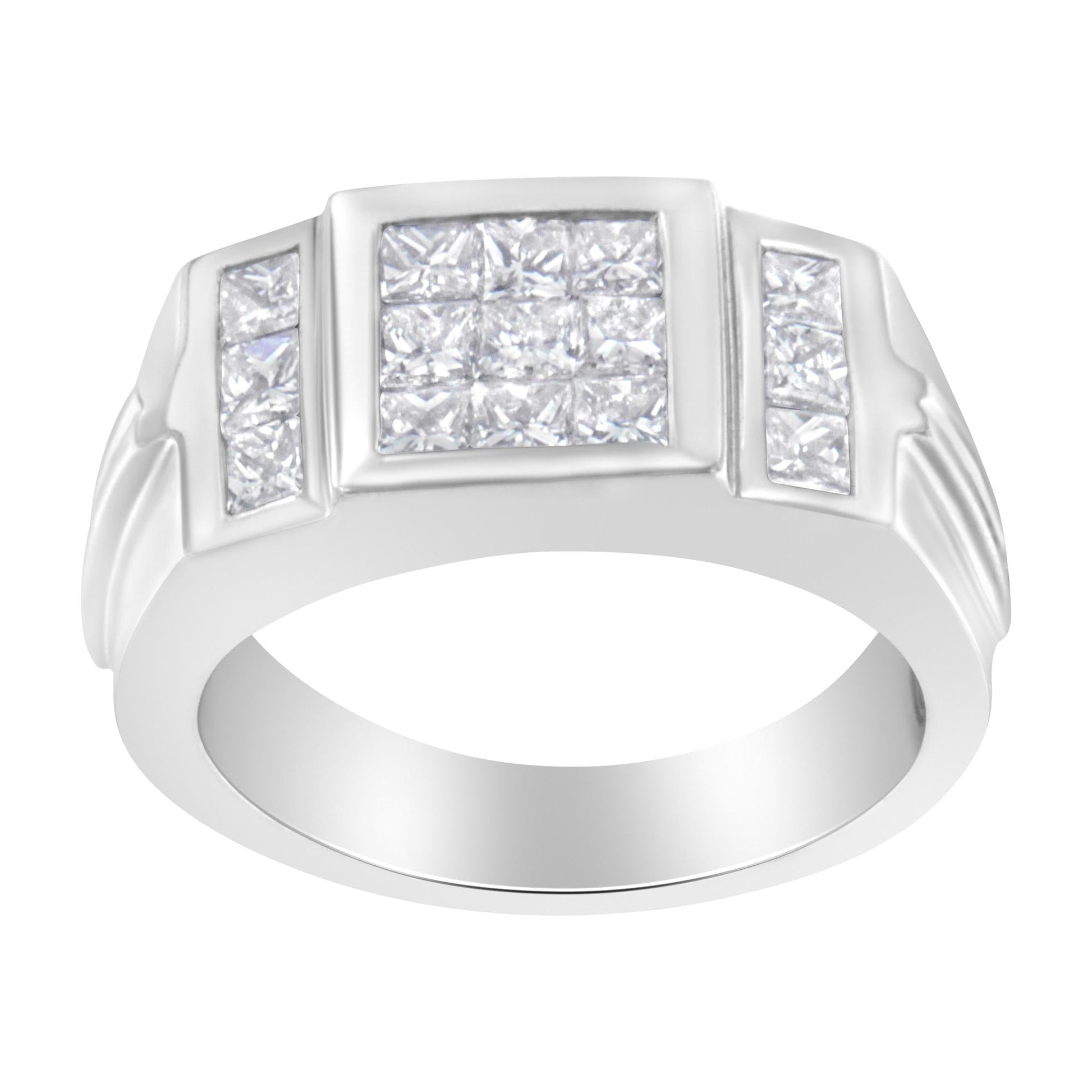 Men's 14K White Gold Diamond Cluster Ring (2 cttw, G-H Color, SI1-SI2 Clarity)-1