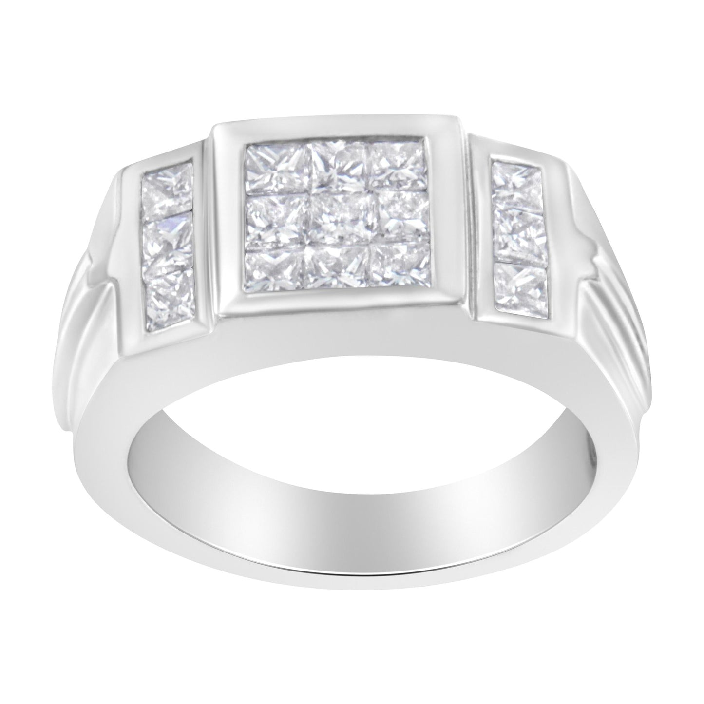 Men's 14K White Gold Diamond Cluster Ring (2 cttw, G-H Color, SI1-SI2 Clarity)-1