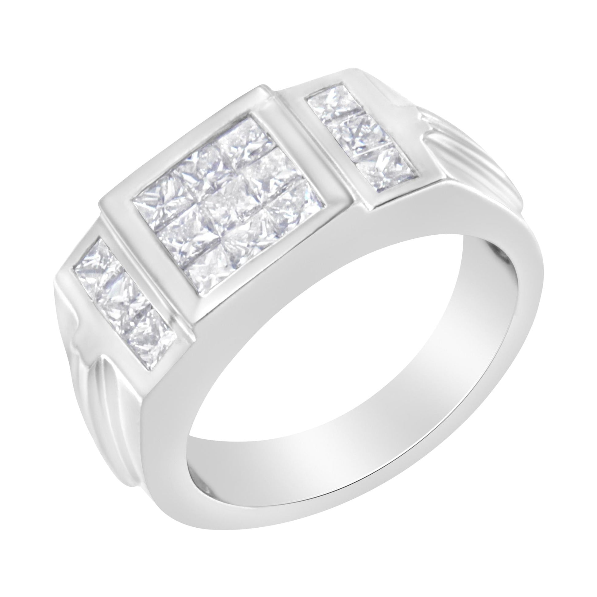 Men's 14K White Gold Diamond Cluster Ring (2 cttw, G-H Color, SI1-SI2 Clarity)-3