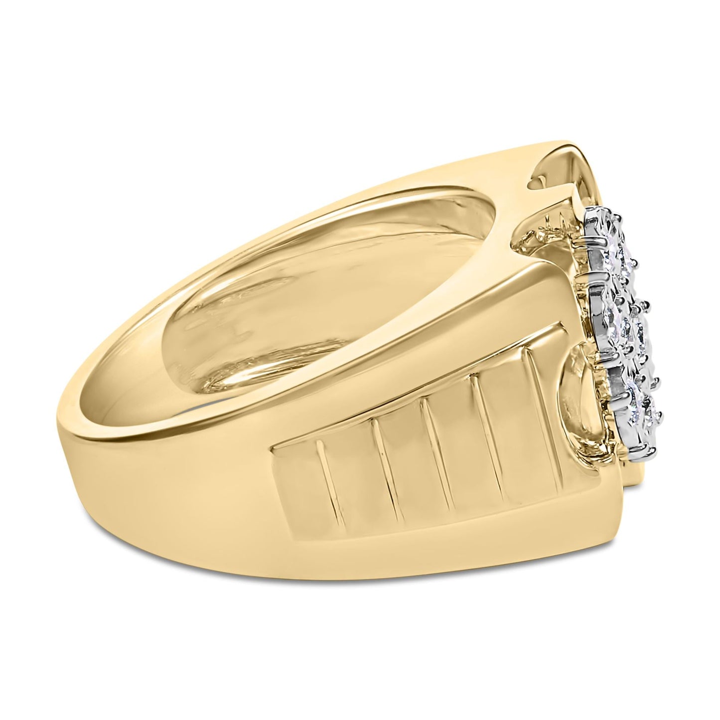 14K Yellow Gold Plated .925 Sterling Silver 1/3 Cttw Miracle-Set Floral Diamond Cluster Ring (I-J Color, I1-I2 Clarity)-1