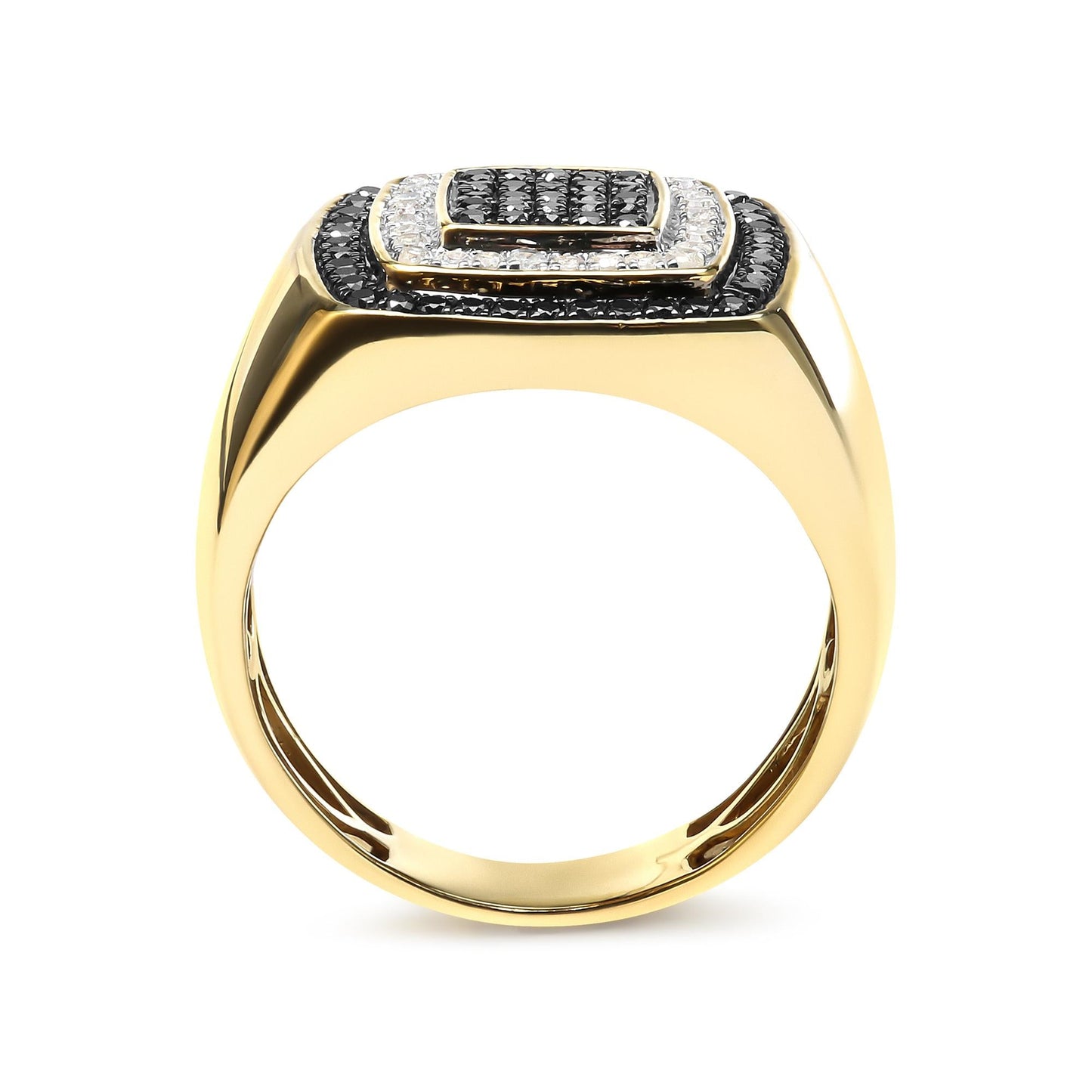Men's 10K Yellow Gold 3/4 Cttw White and Black Treated Diamond Ring Band (Black / I-J Color, I2-I3 Clarity)-3