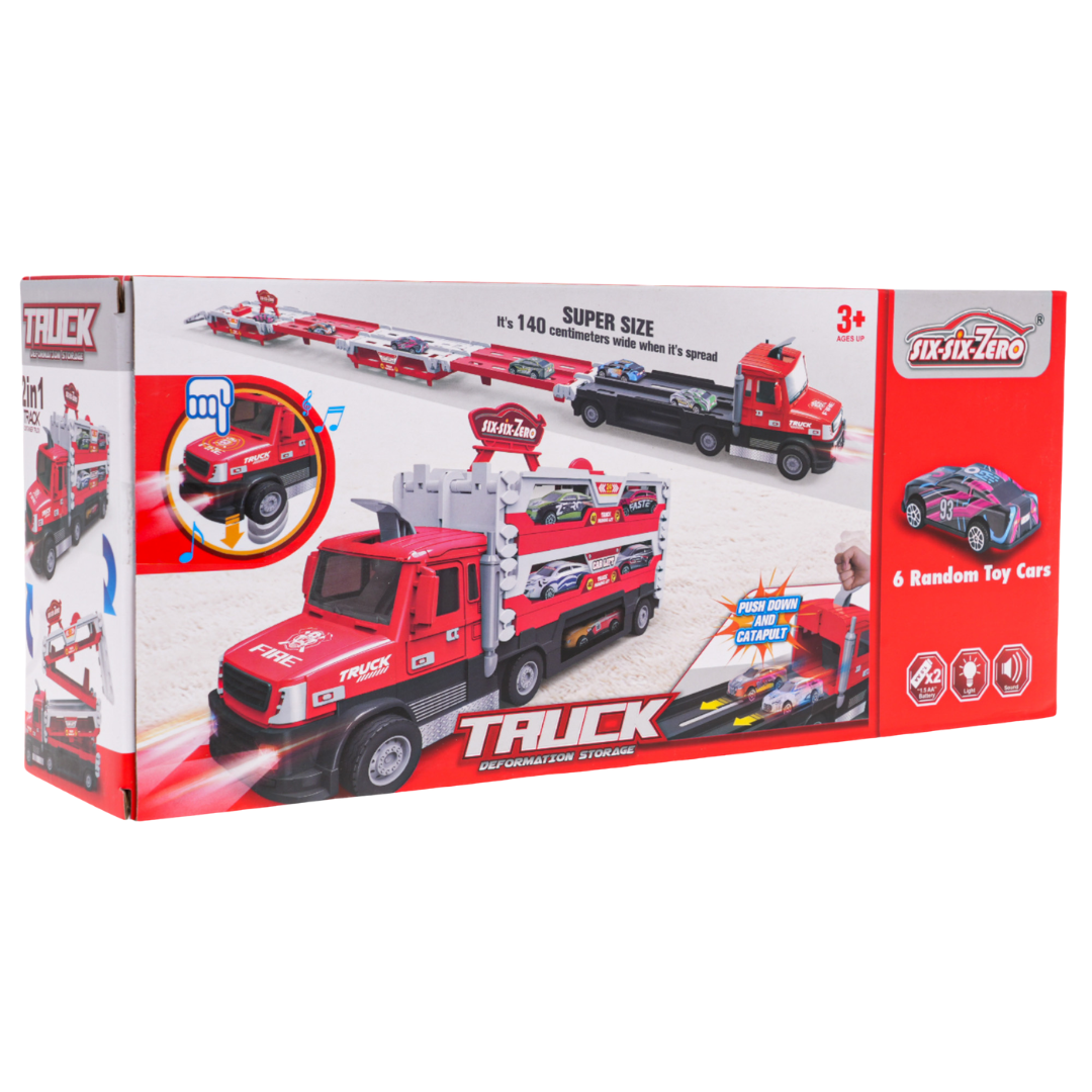 Six Six Zero Dinosaur Transport Truck & Parking Playset (Green)
