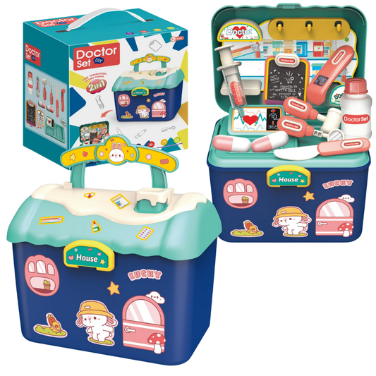 2-in-1 Doctor Medical Kit Carry Case Playset (Blue)