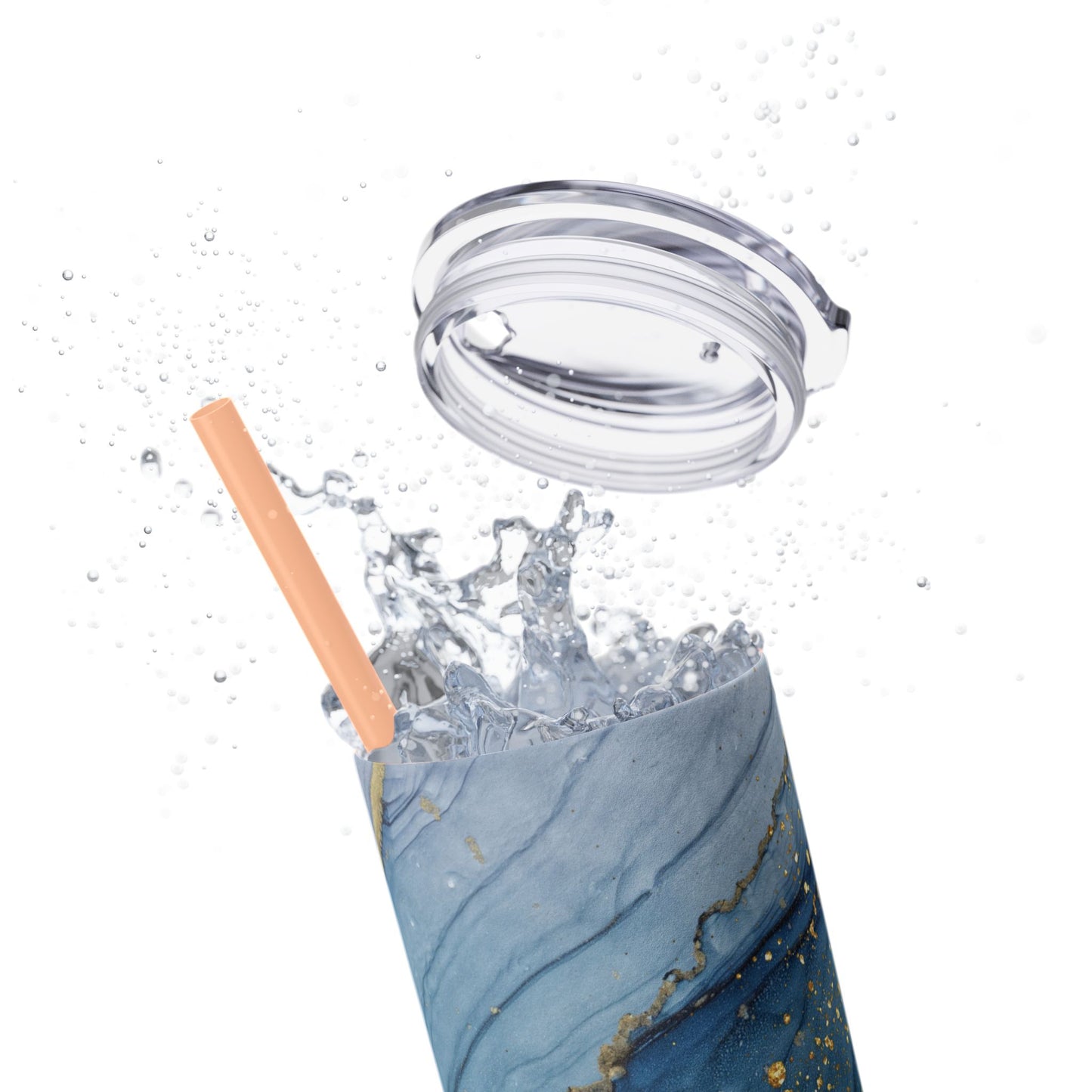 Elegant Blue Marble Skinny Tumbler, 20oz - Stylish Drinkware for Daily Use, Gifts, Celebrations, Eco-Friendly, Travel Mug