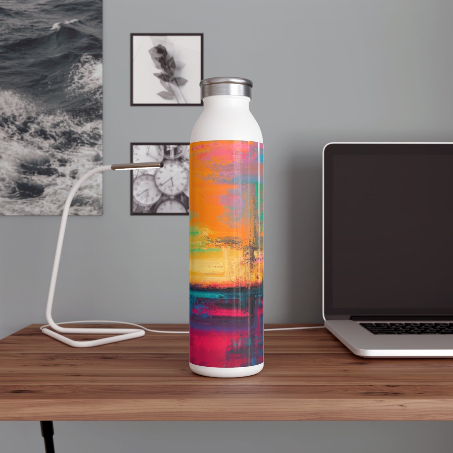 Vibrant Slim Water Bottle | Colorful Reusable Hydration | Eco-Friendly Travel Mug | Fitness Gift | Beach Lover's Essentials