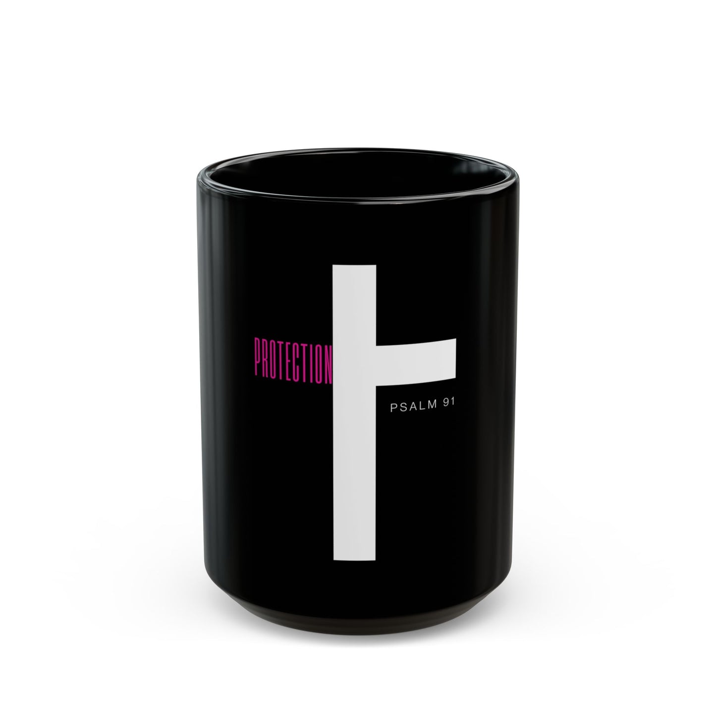 Faith-Inspired Black Coffee Mug, Christian Gift, Psalm 91, Protection Mug, Inspirational Drinkware, Spiritual Gifts