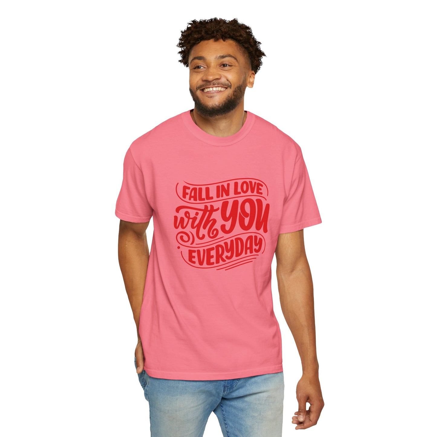 Fall in Love with YOU Quote T-shirt for Couples, Valentine's Day, Gifts for Him/Her, Casual Everyday Wear, Comfortable Unisex Tee