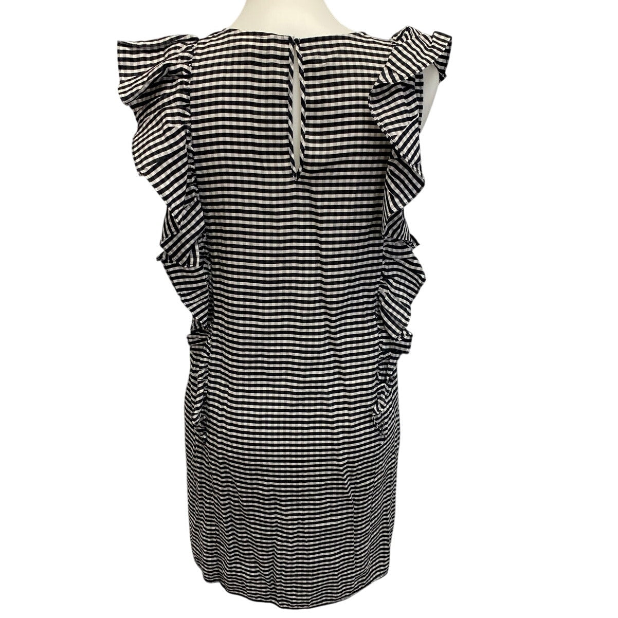 H & M Womens Size 6 Lightweight Gingham Ruffled Shoulder Sleeveless Sheath Dress