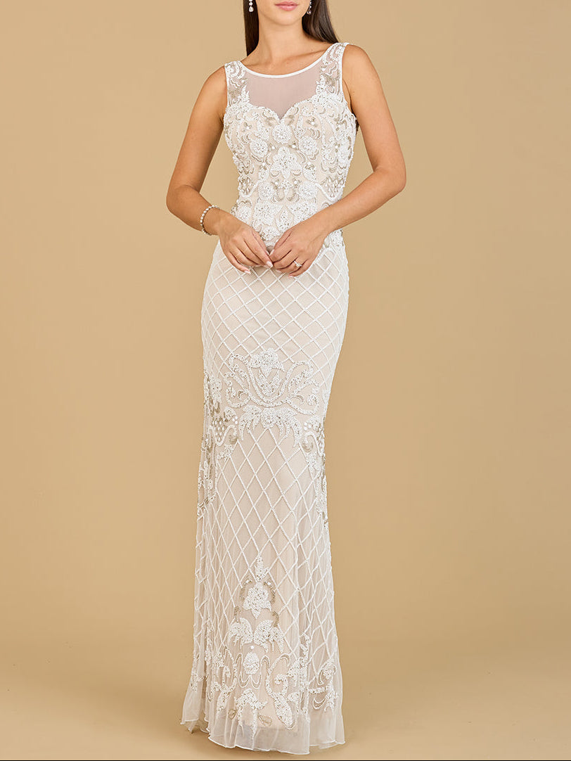 High-Neck Sleeveless Wedding Gown
