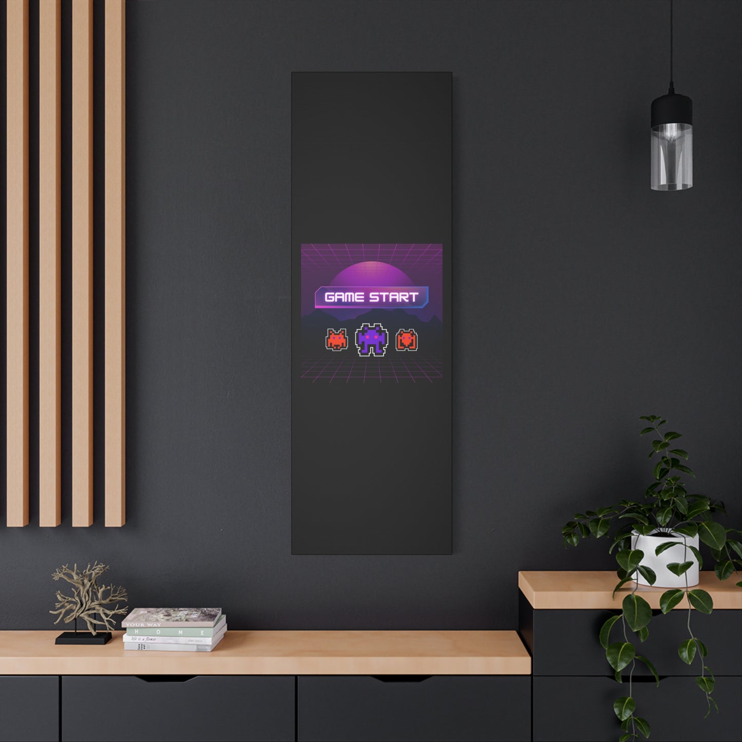 Retro Game Start Canvas Art Print | 80s Gaming Wall Decor, Gamer Gift, Pixel Art, Nostalgic Artwork, Home Decor