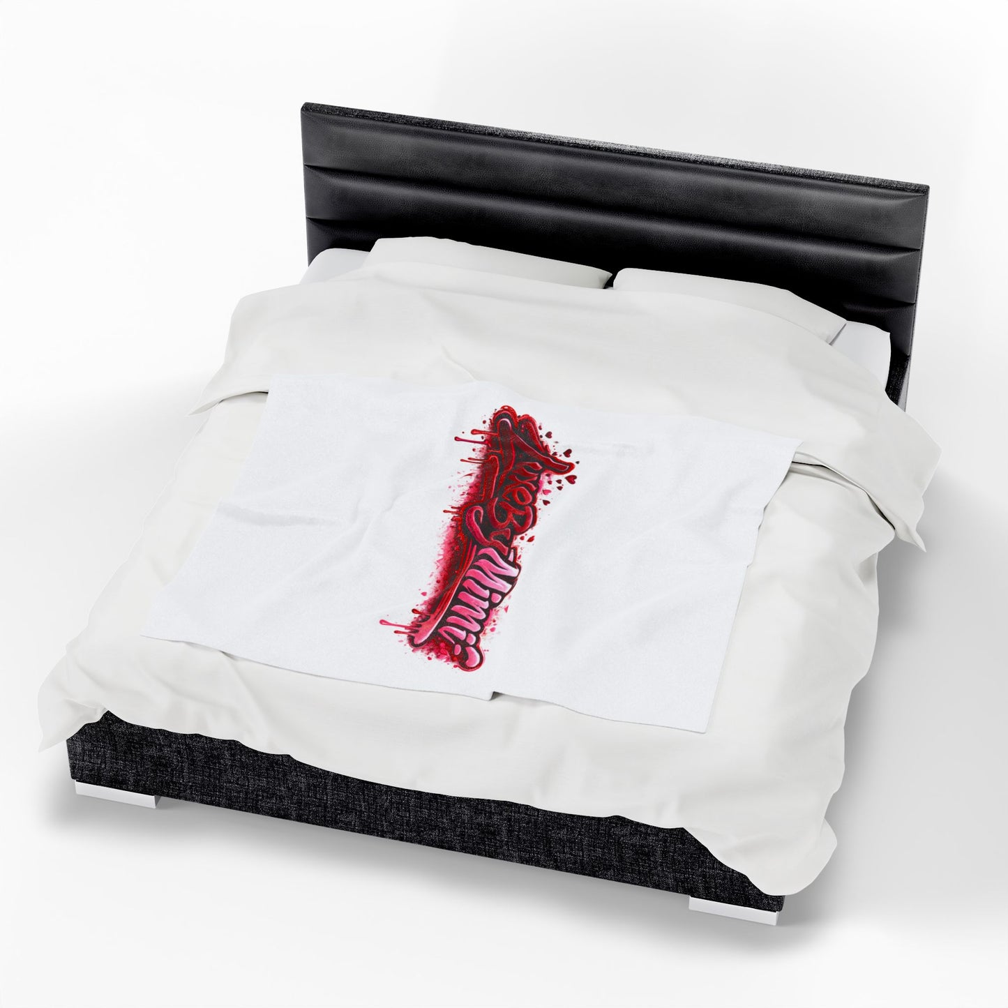 Luxe By Mimi Velvet Plush Blanket — Heart Drip Graphic Cozy Throw