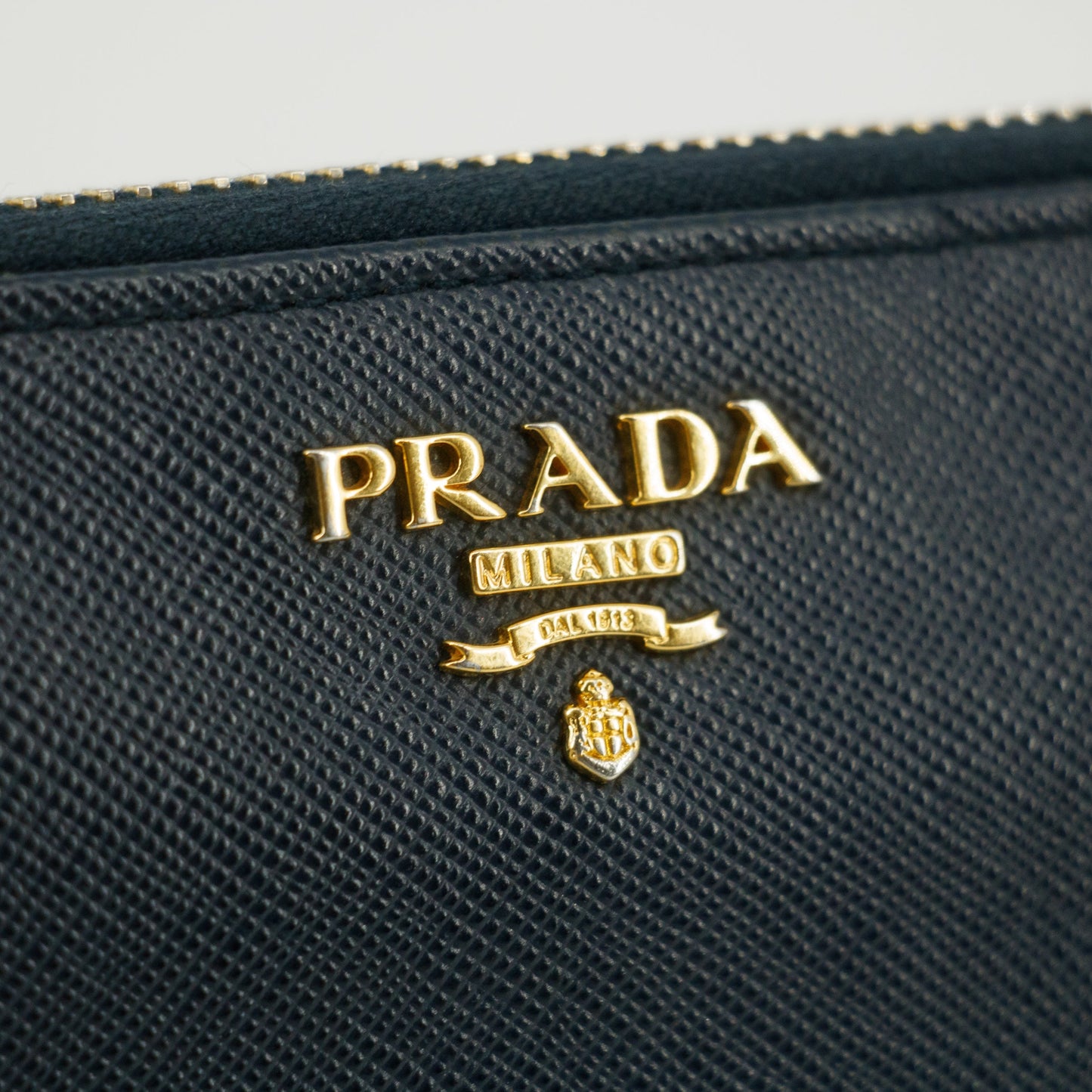 Prada Saffiano Leather Dark Blue Zip Around Wallet #5165