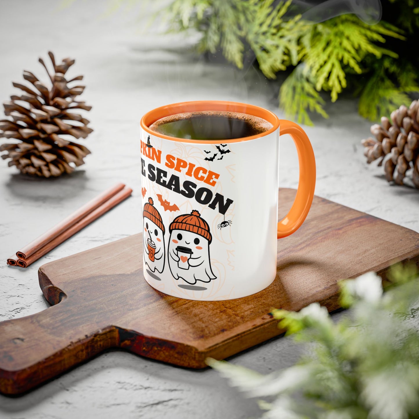 Colorful Pumpkin Spice Ghost Mugs | Cute Fall Coffee Cups, Halloween Gift, Seasonal Drinkware, Cozy Vibe, Latte Lovers