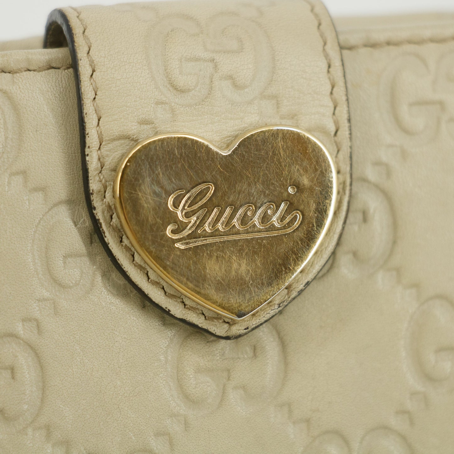 Gucci Guccissima White Heart Continental Long Wallet #5172