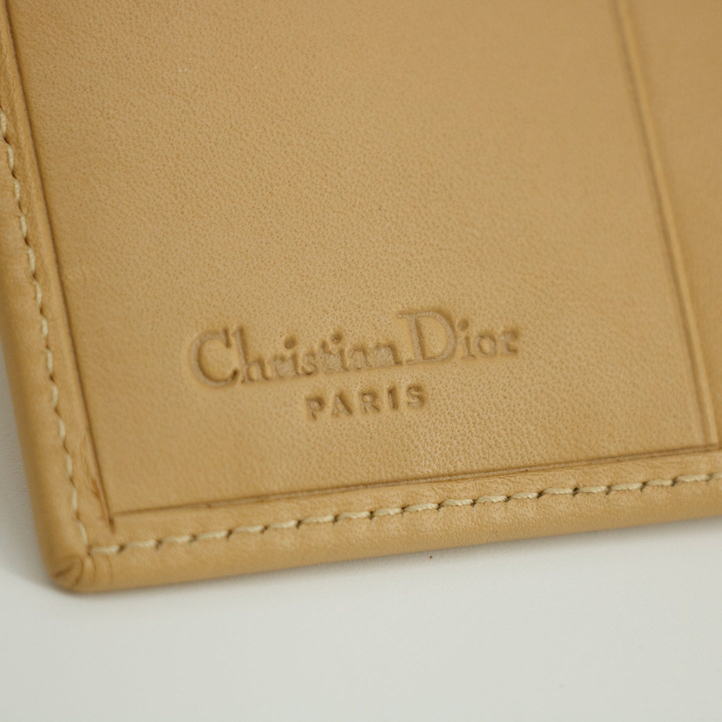 Christan Dior Biege Leather Compact Wallet #5177