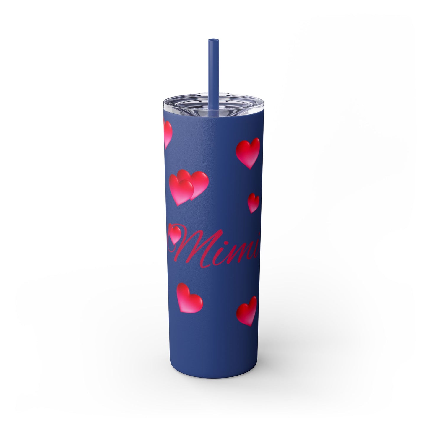 Gepasmaakte Glitter 20oz Dun Tumbler met Pienk Hartpatroon — [Jou Naam Hier]
