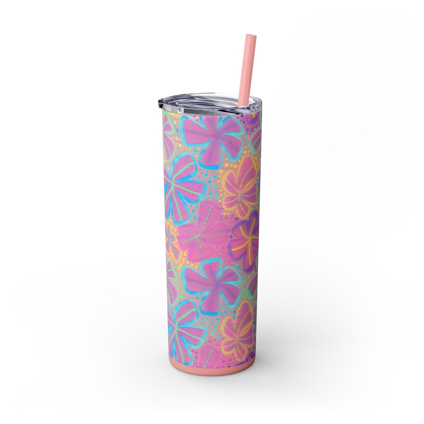 Pastel Butterfly Tumbler, 20oz Drinkware, Spring Decor, Cute Gift for Her, Eco-Friendly Cup, Floral Water Bottle