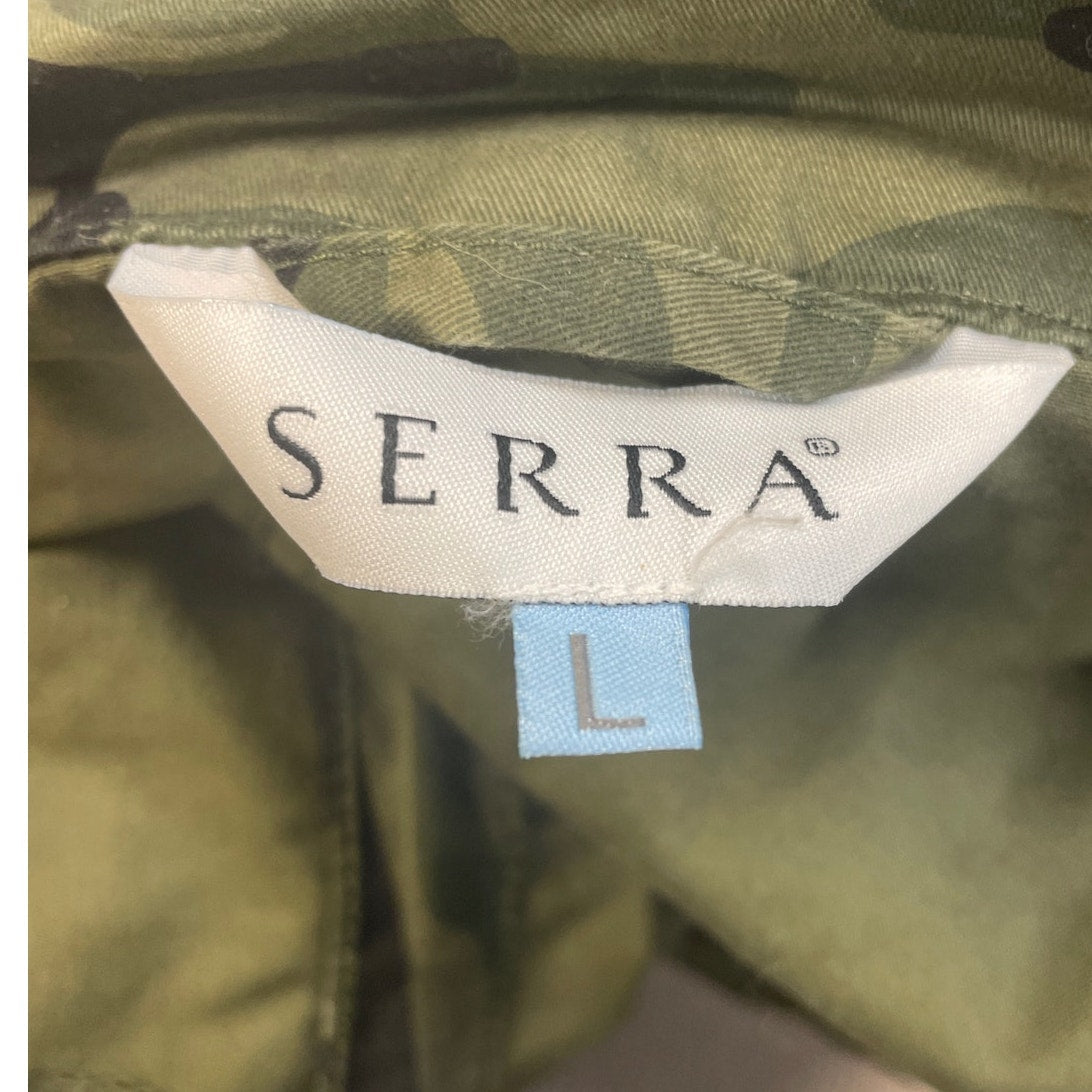 Serra Womens Large Camouflage Camo Long Sleeve Stretch Cotton Snap Up Jacket