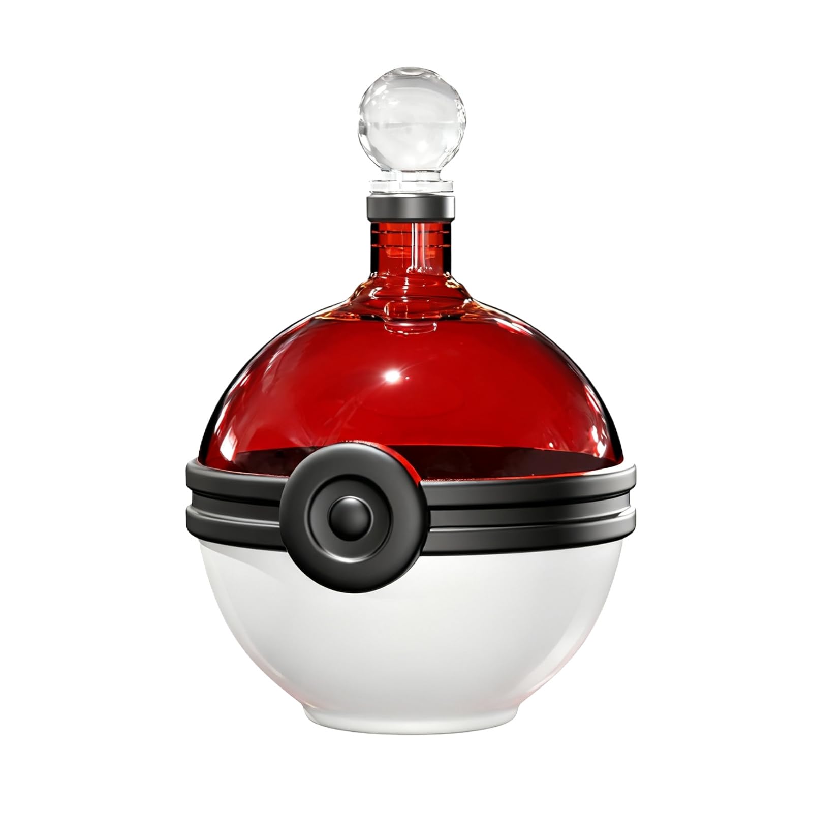 Monster Trainer Capture Sphere Whiskey, Wine Decanter Red White Glass Liquor Bottle 18.6oz Premium Borosilicate Display Piece | Gamer Collectible Barware Gift for Anime Theme Fans & Collectors, Gifts-0