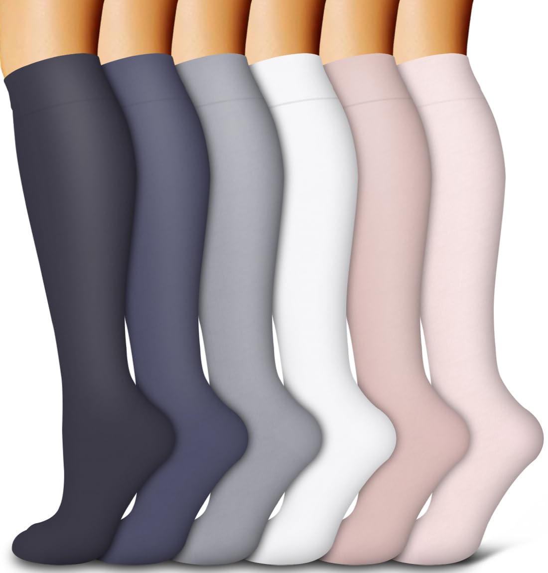6 Pack Copper Compression Socks for Women and Men Circulation-Best Support for Medical,Running,Nursing,Athletic