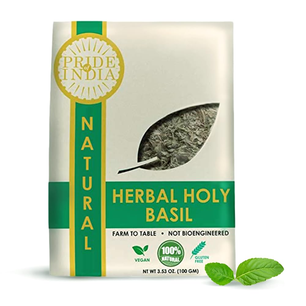 NUTRITEA Natural Tulsi Holy Basil Herbal Full Leaf Tea (Caffeine Free)-0