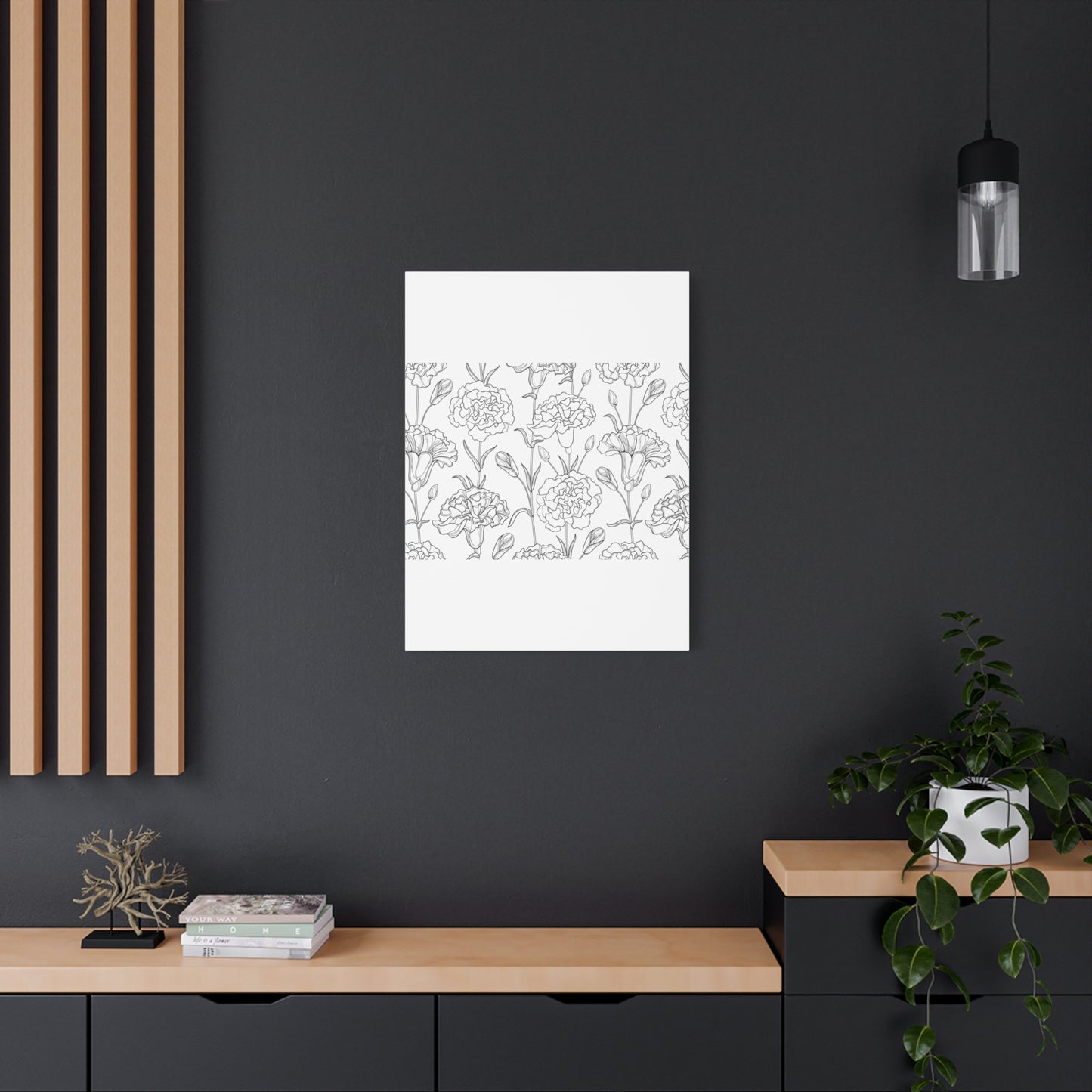 Floral Canvas Art, Stretched Wall Decor, Home Gift, Botanical Print, Modern Design, Matte Finish