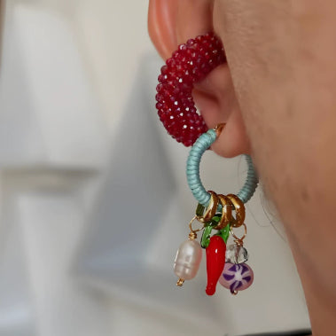 Stainless Steel Chili-shaped Pearl Multi-drop Pendant Earrings
