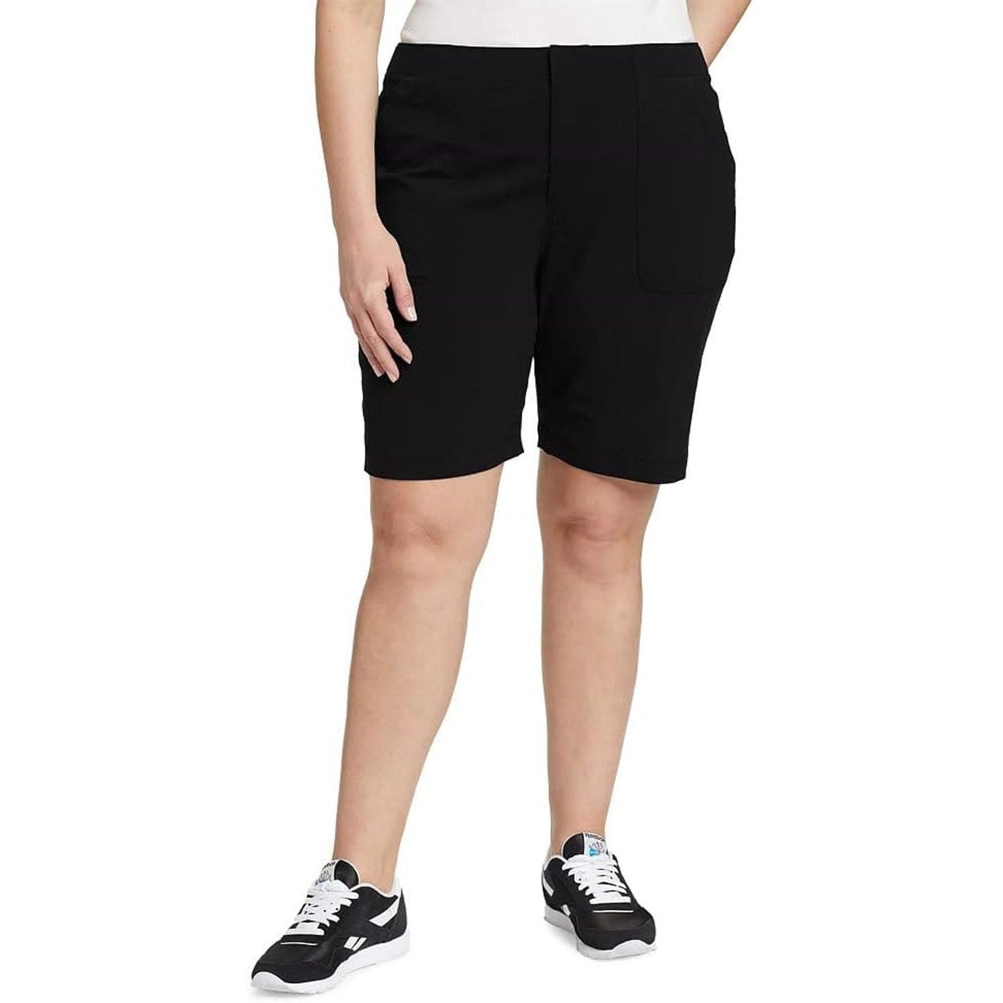 New Eddie Bauer Womens Size 14 Black High Rise Fitted Horizon Bermuda Shorts