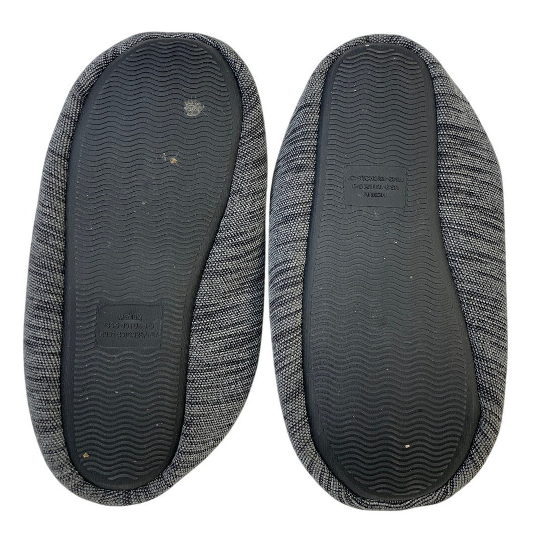 Mens Size 9-10 Gray Heathered Slippers Round Toe Slip On House Shoes