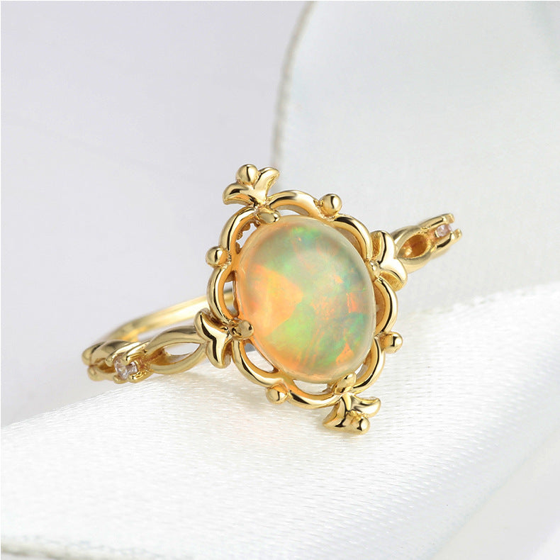 Pienk Kristal Suurlemoen Kristal 925 Sterling Silwer Ring