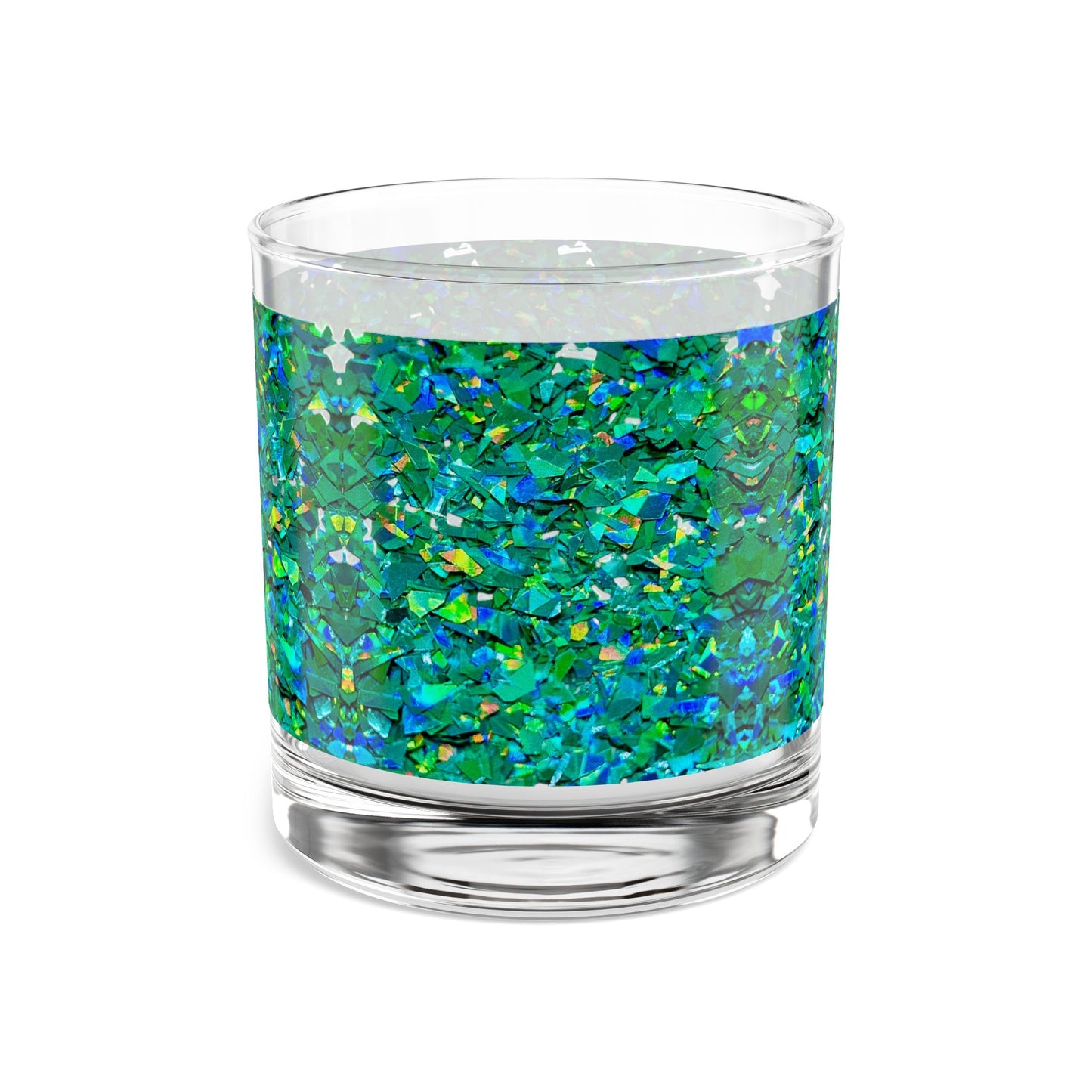 Green Iridescent Holographic Pattern Print Rocks Glass 10oz Cocktail Tumbler
