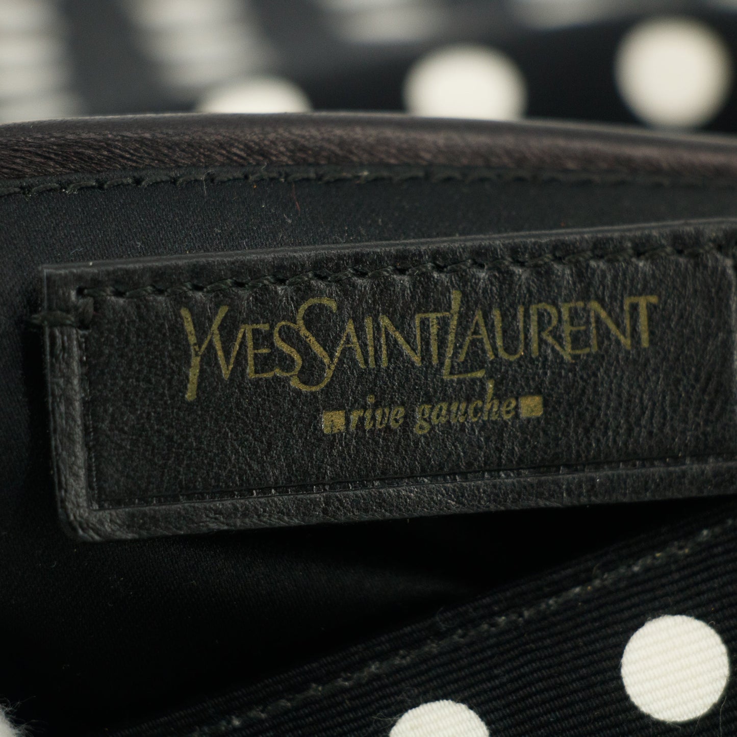 Yves Saint Laurent Canvas Black Polka Dot Shoulder Bag #5276