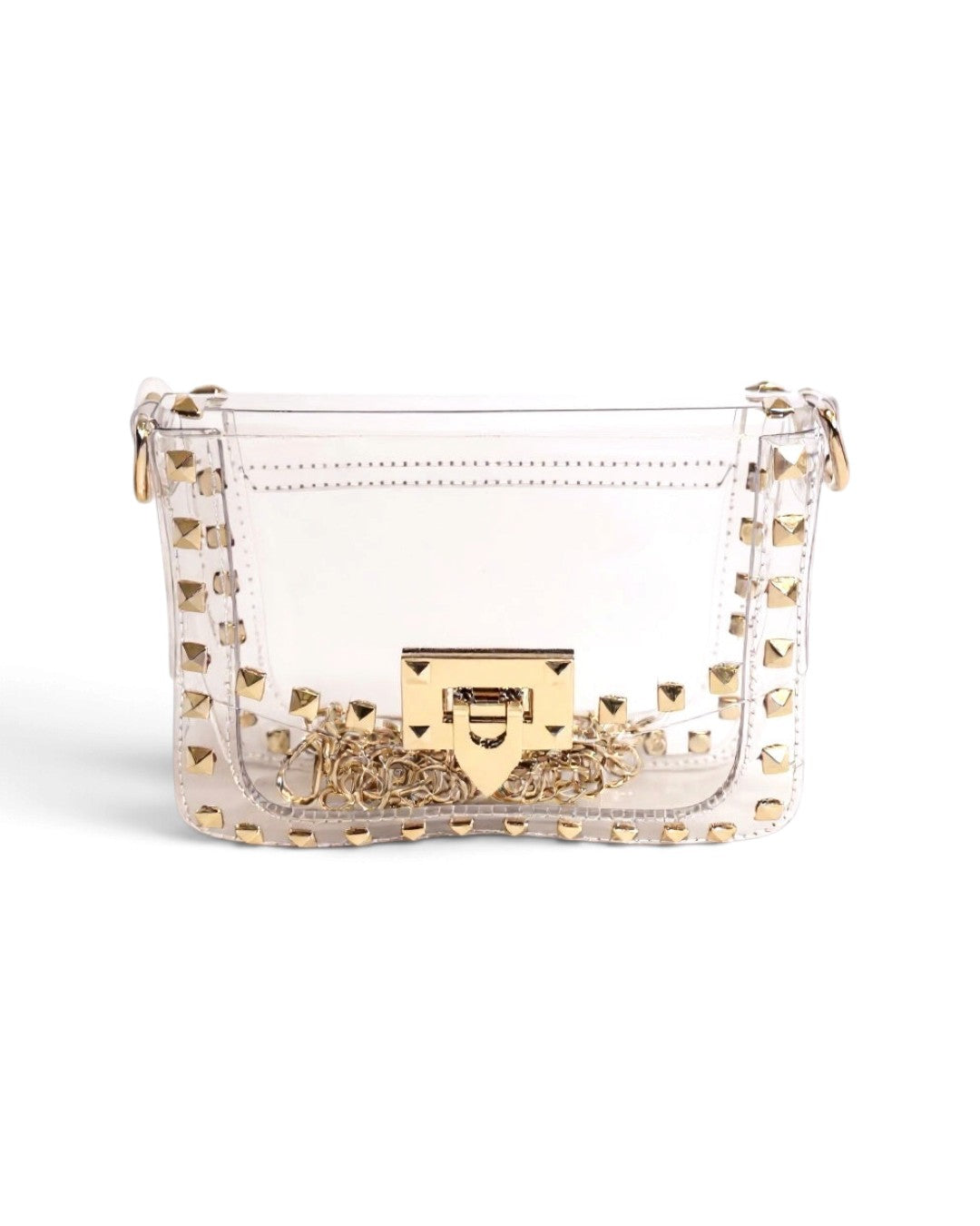 The Stephanie Clear Crossbody Handbag with Rivets