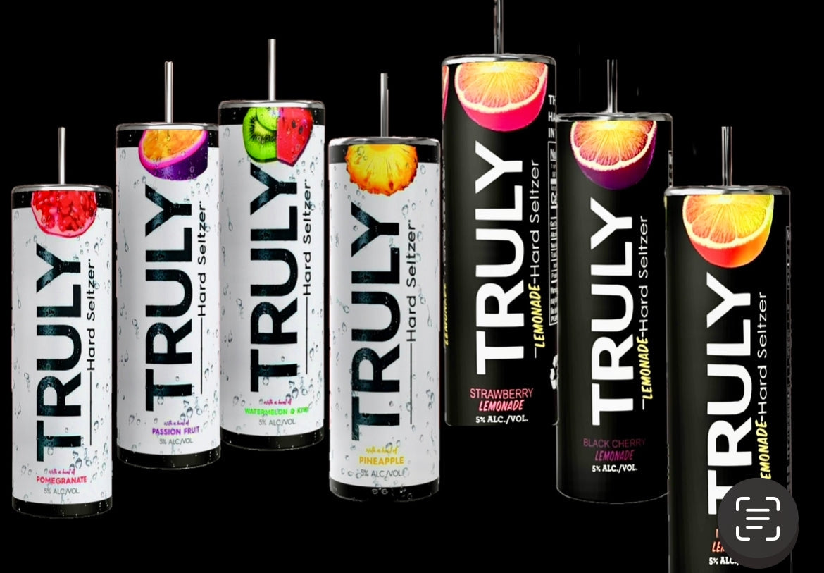 Truly Tumbler With 3D ice fruit lid topper