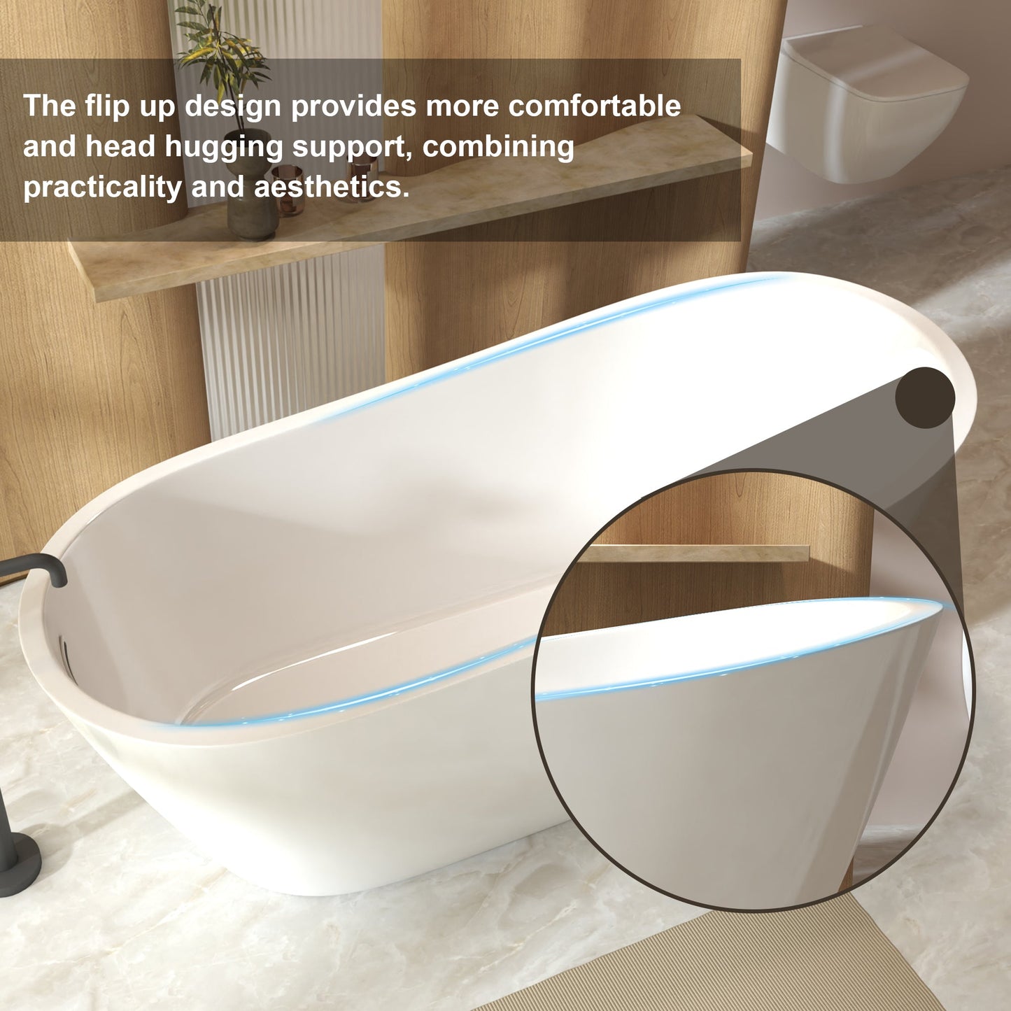 67" Freestanding Slipper Bathtub