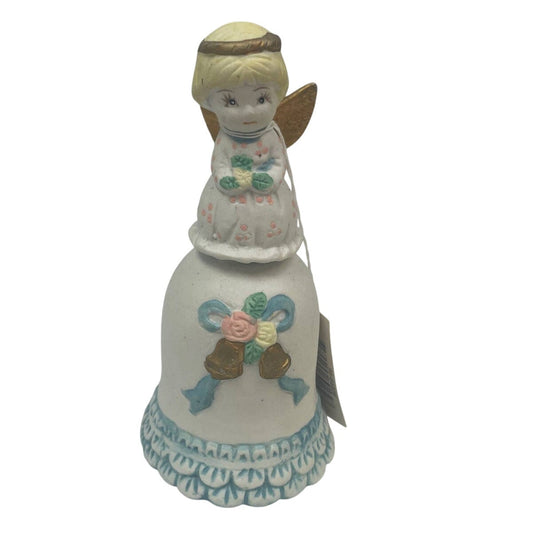 Vintage Ceramic Short Blonde Hair Angel Holiday Wedding Collectible Bell