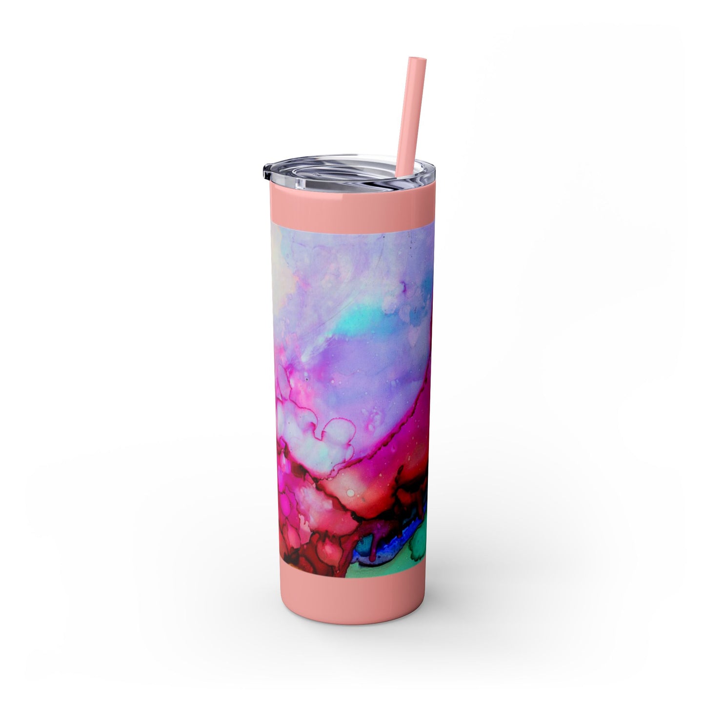 Beautiful Watercolor Splatter Skinny Tumbler with Straw - 20oz, Vibrant Colorful Drinkware for Every Occasion, Perfect Gift for Friends, Reusable Travel Mug, Water [...]